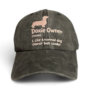 New Dachshund Distressed Denim Black Cap